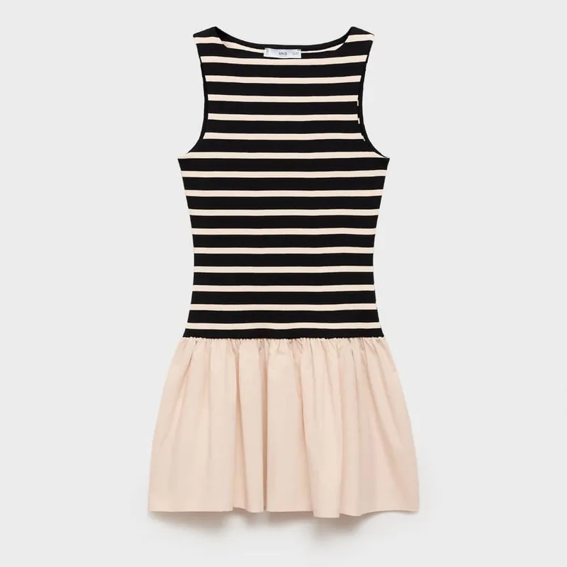 Vestido corto rayas blanco y negro