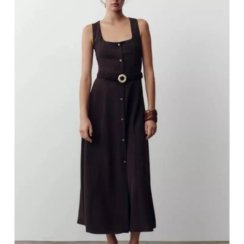 Vestido de botones y cinto 