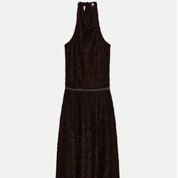 Vestido de encaje marrón