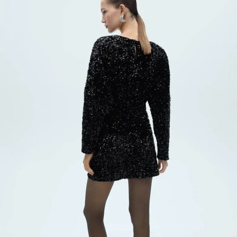 Vestido de mangas y lentejuelas 