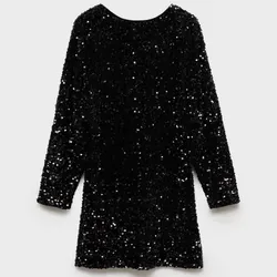 Vestido de mangas y lentejuelas 