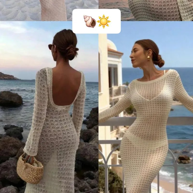 Vestido de playa manga larga