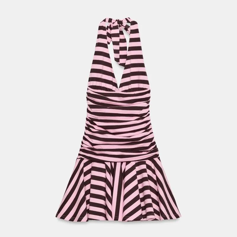Vestido de rayas Rosa y Marrón