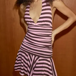 Vestido de rayas Rosa y Marrón