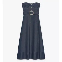 Vestido denim corte corazón