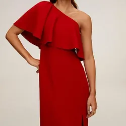 Vestido elegante de un hombro rojo