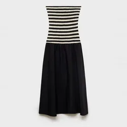 Vestido largo blanco y negro
