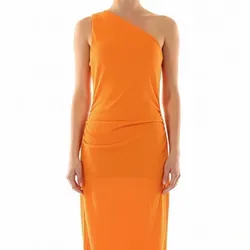 Vestido largo naranja de un hombro