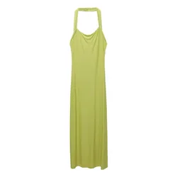Vestido largo verde tirante al cuello
