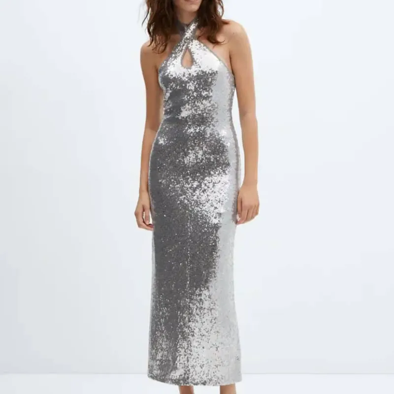 Vestido lentejuelas gris 