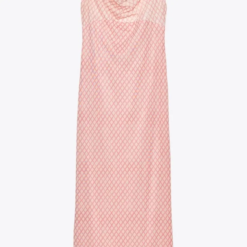Vestido malla cuadros rosa 
