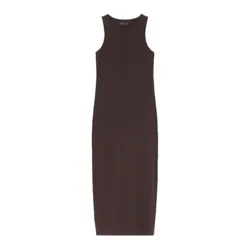 Vestido marrón abertura abajo 