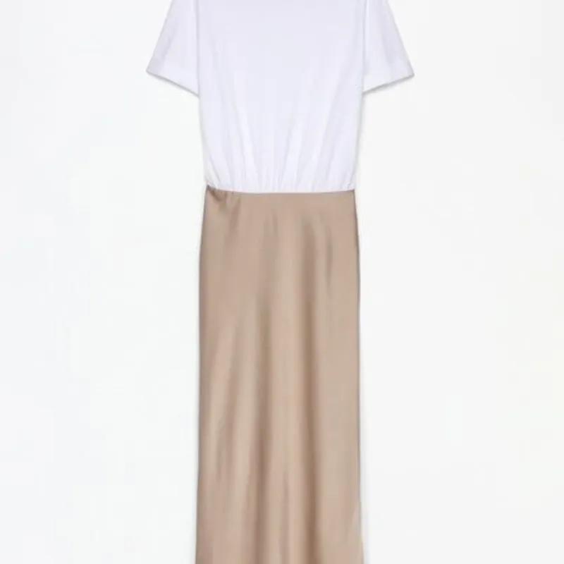 Vestido mitad satinado 