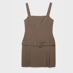 Vestido plisado con cinto 