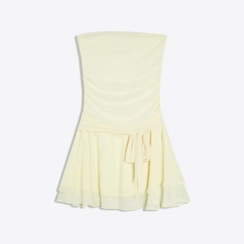 Vestido strapless amarillo