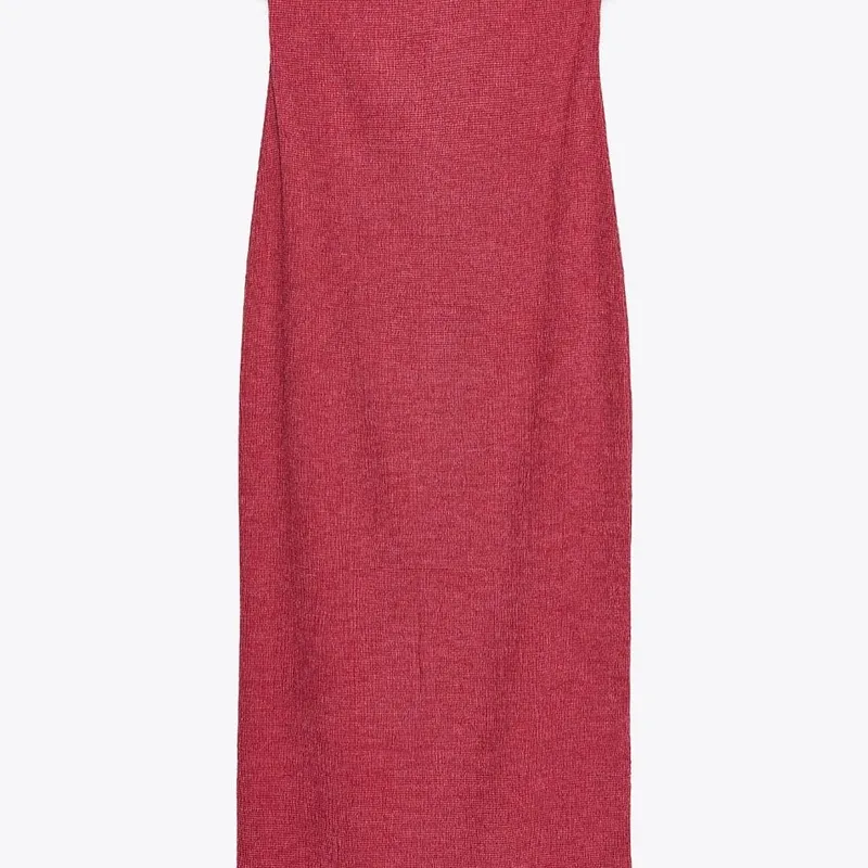 Vestido strapless rojo textura 