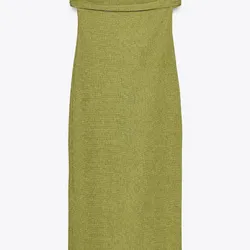Vestido strapless verde textura