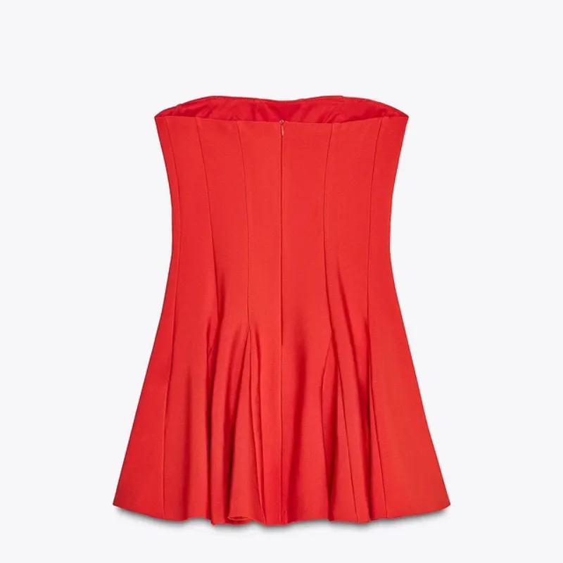 Vestido naranja strapless