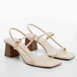 Zapatos tacón cuadrado crema 