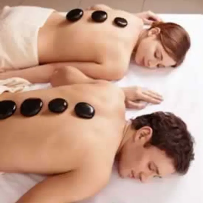 Masaje en pareja con piedras volcánicas y exfoliante facial ( 1hora y 20)  facial 
