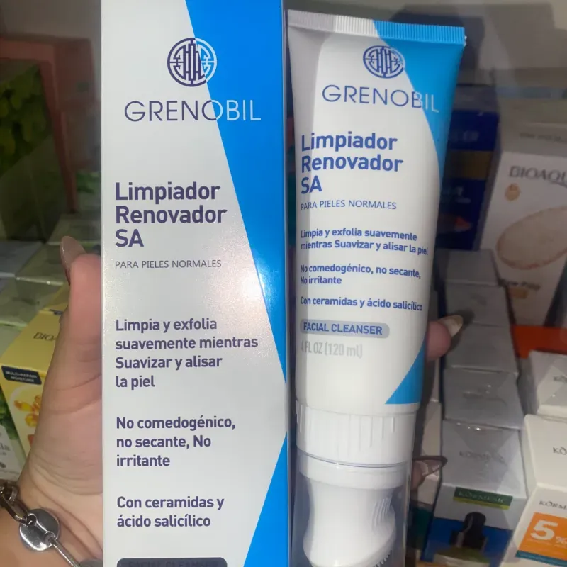 Espuma facial limpiadora con cepillo limpiador/masajeador incluido de CERAMIDAS y ÁCIDO SALICILICO no comedogénico de la marca GRENOBIL