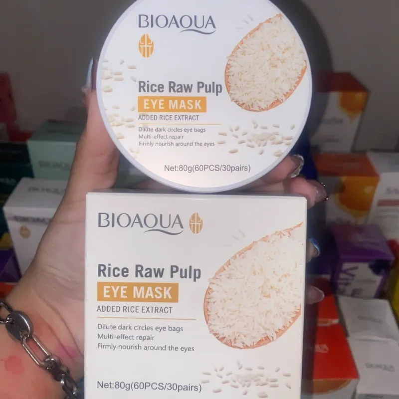 Pote de 60 parches(30 pares de parches)de hidrogel para los ojos de PULPA de ARROZ de la marca BIOAQUA