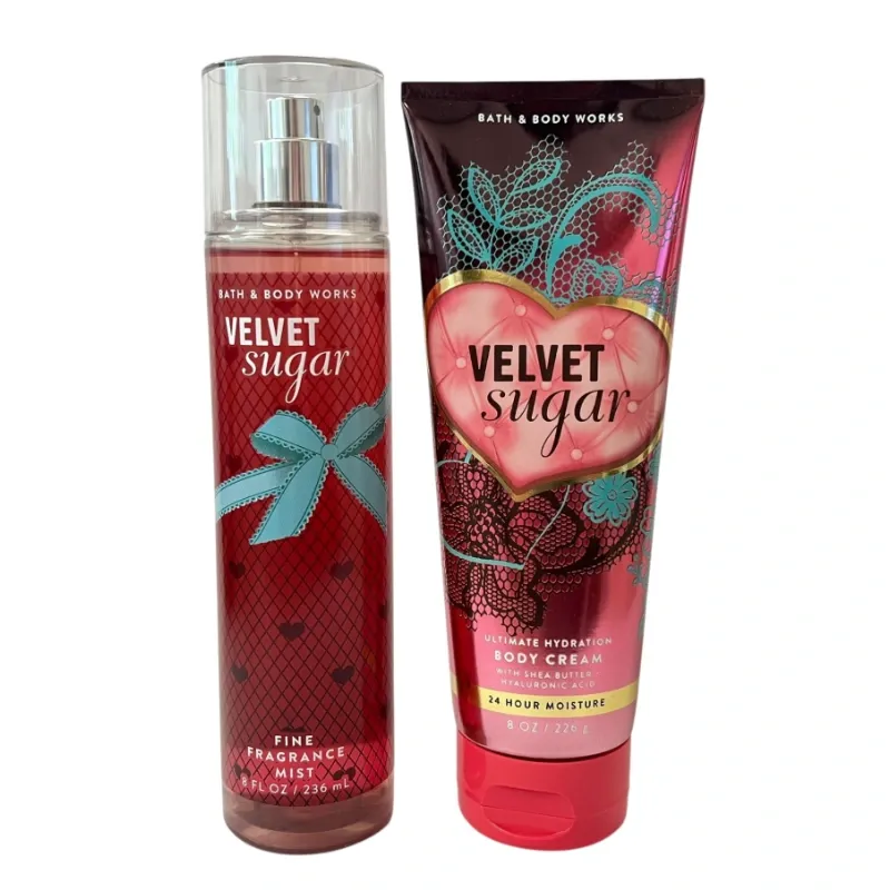 Set de crema y colonia VELVET SUGAR original de la marca BATH ando BODY WORKS