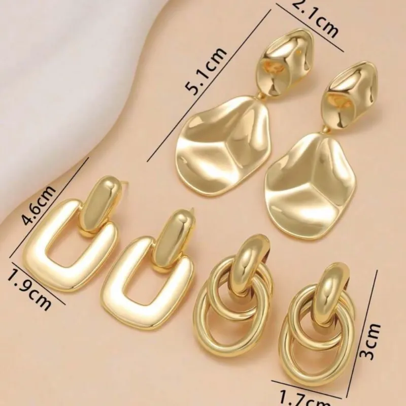 Aretes dorados de acero inoxidable