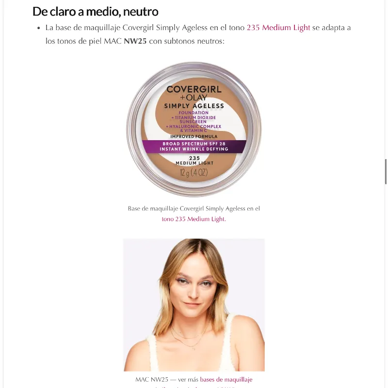 Base para maquillaje Covergirl & Olay Simply Ageless
