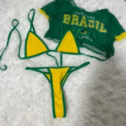 Bikini de 3 Piezas verde y amarillo