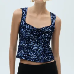 Blusa Azul de Lentejuela 