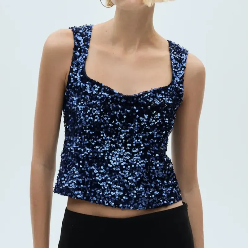 Blusa Azul de Lentejuela 