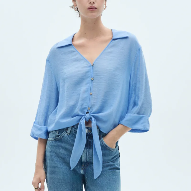 Blusa manga acampanada lazo Mango 