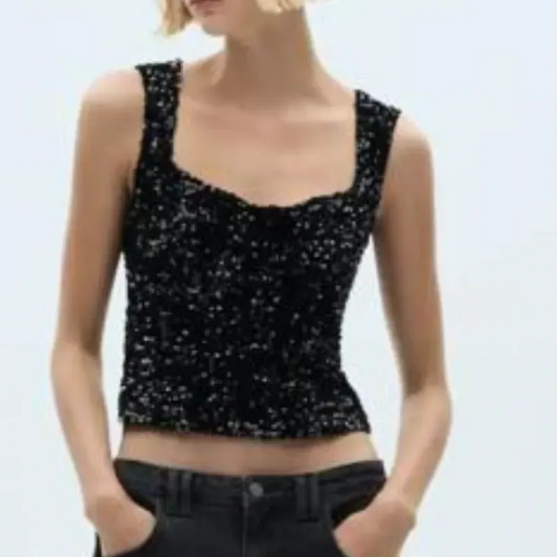 Blusa Negra de Lentejuela 