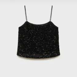 Blusa Negra de Lentejuela y Tirantes