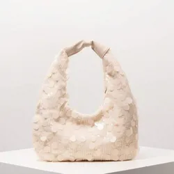 Bolso de lentejuelas beige