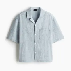 Camisa Azul De Mangas Cortas