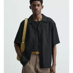 Camisa Negra De Lino ZARA