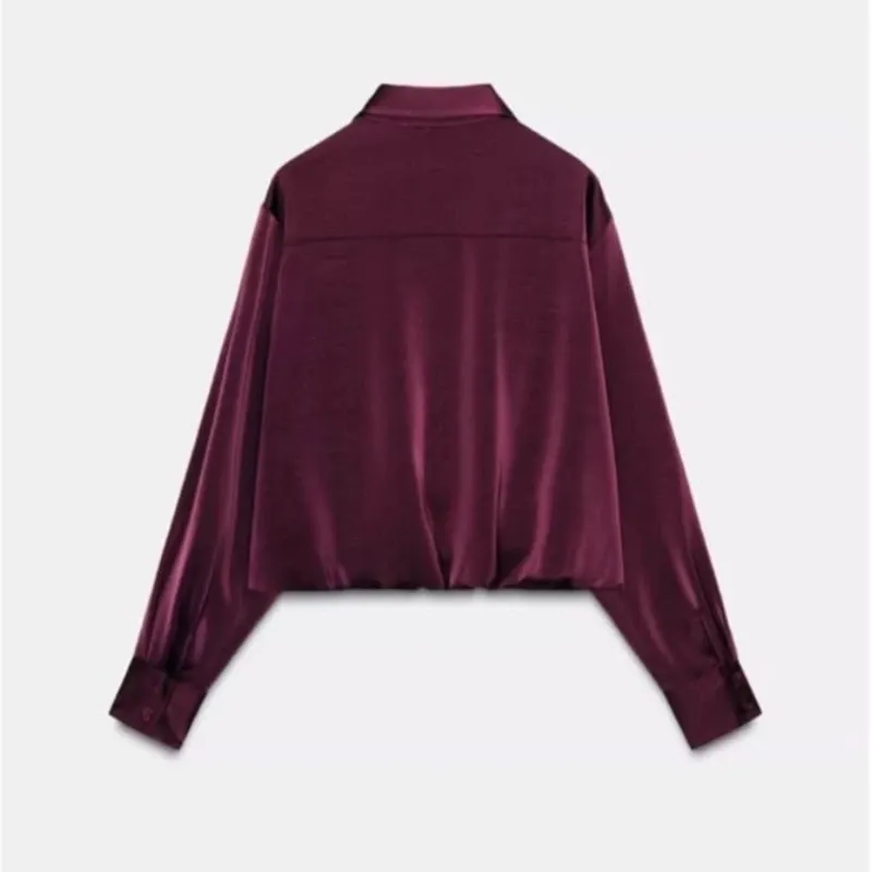 Camisa satén crop Zara