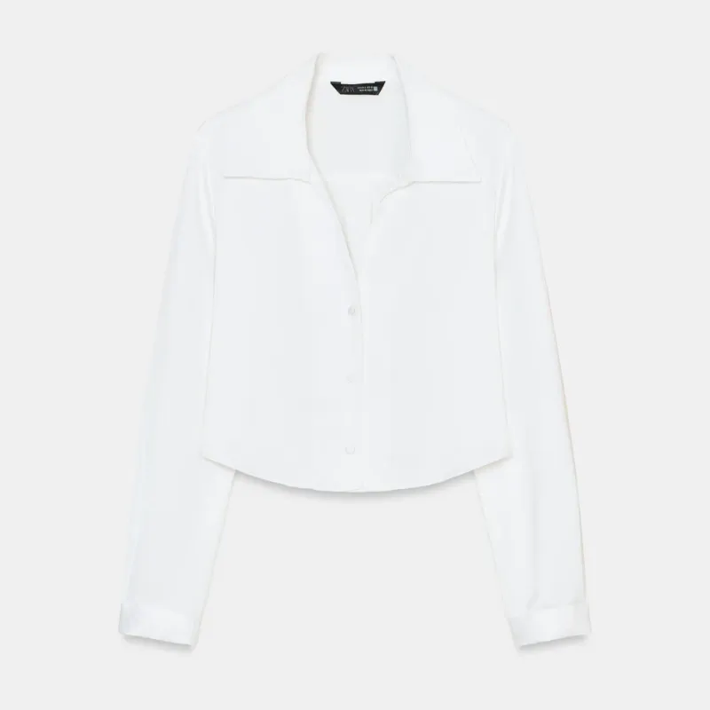 Camisa satén crop Zara