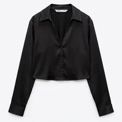 Camisa satin Crop Zara
