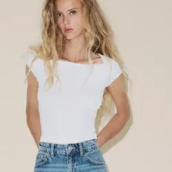 Camiseta Algodón Modal ZARA 