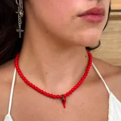 Collar con dije de caracol rojo
