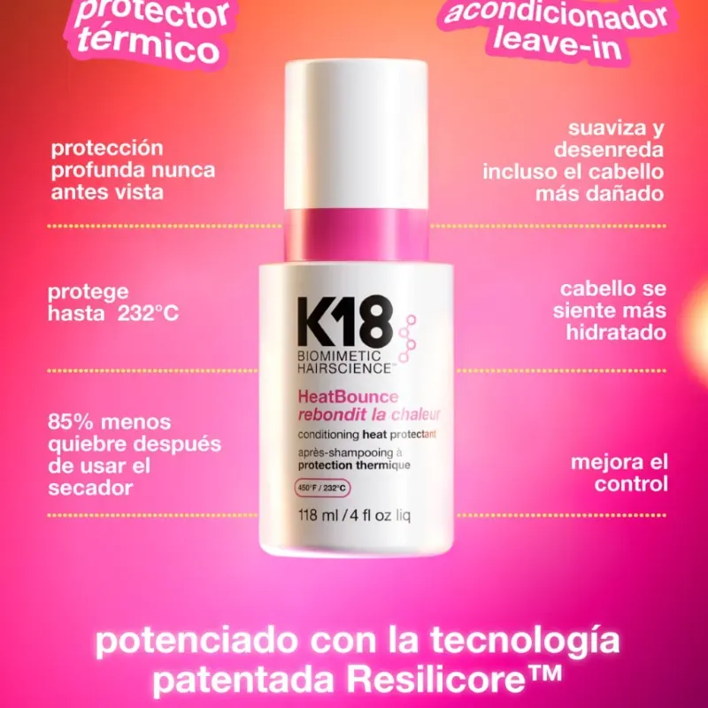 K18 HeatBounce Spray protector de calor acondicionador.