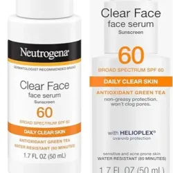 Neutrogena Protector solar de suero facial transparente con té verde, SPF 60 de amplio espectro.
