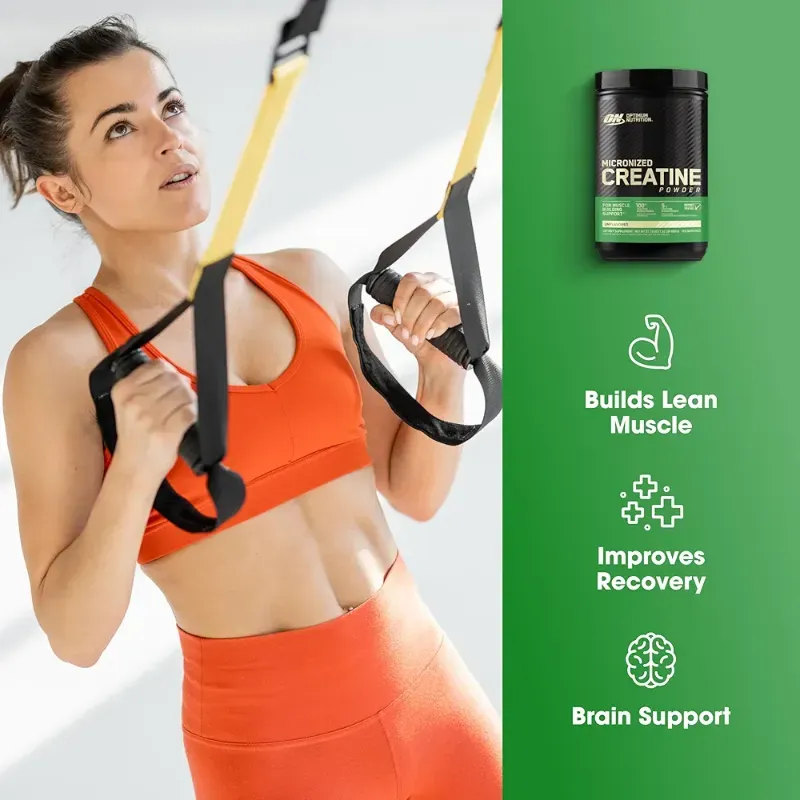 Optimum Nutrition Monohidrato de creatina micronizada en polvo.