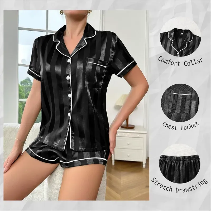 Pijama de satén a rayas