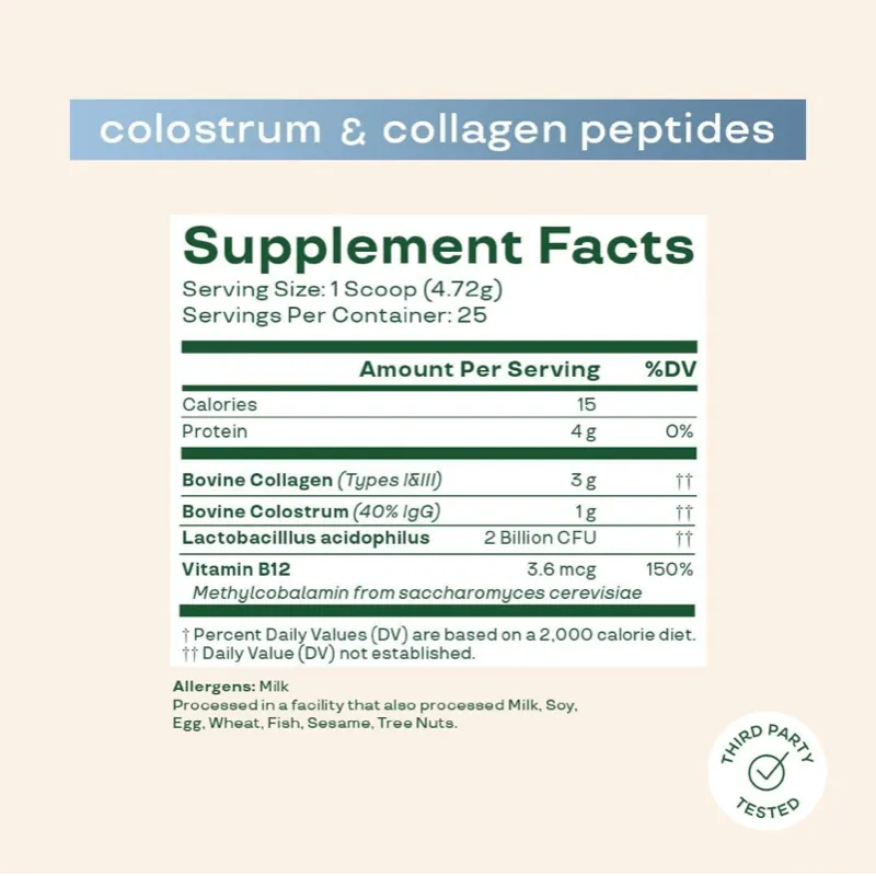 Polvo de calostro bovino Y Peptidos de colágeno 