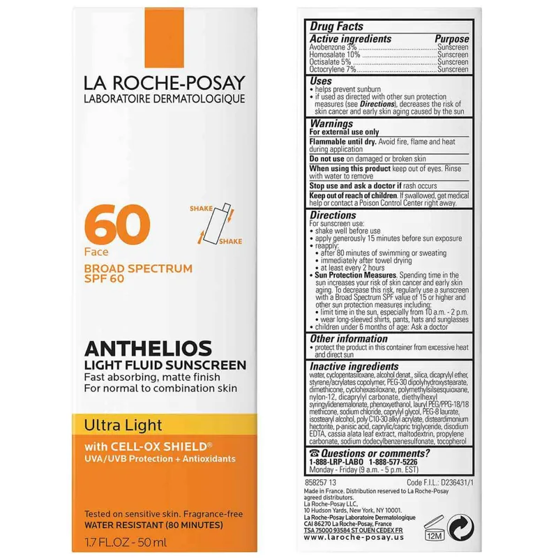 PROTECTOR SOLAR FACIAL FLUIDO ULTRA LIGHT DE ANTHELIOS SPF 60