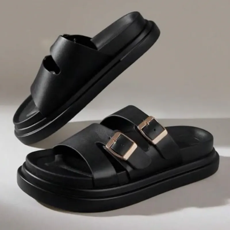 Sandalias Negras con Hebilla